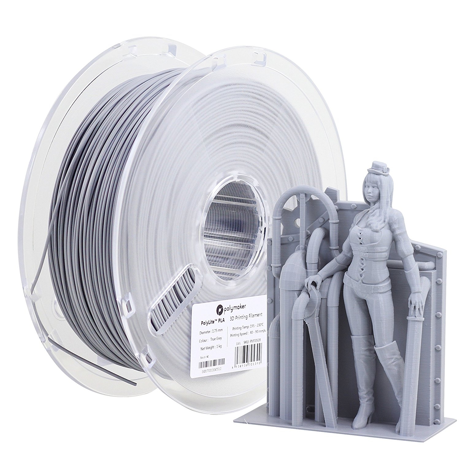 Polymaker PolyLite True Grey PLA 2.85 mm 1kg