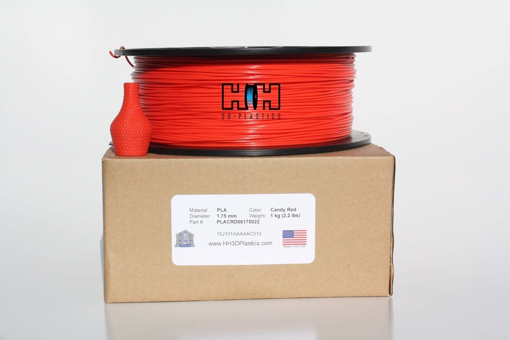 H and H 3d Plastics  Candy Red PLA 1.75 mm